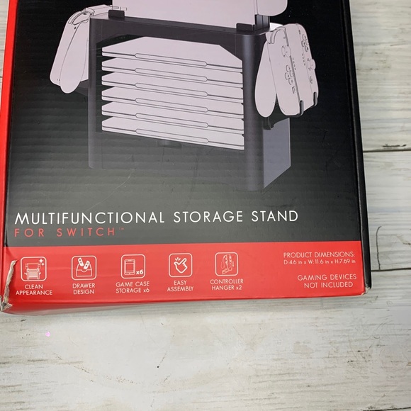 Nintendo Switch Storage Tower Stand | Game Disk Rack & Controller Holder - Black - Picture 2 of 4